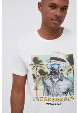 Jack & Jones Памучна тениска в бежово с принт - Pepit.bg