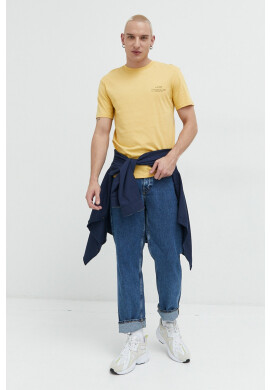 Jack & Jones Памучна тениска JJEFELIX в жълто с принт 12224600 - Pepit.bg