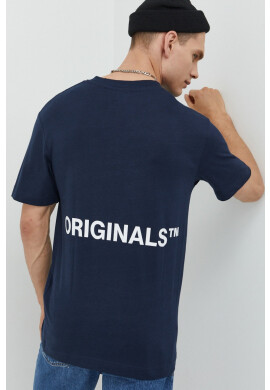 Jack & Jones Памучна тениска Jorclean в тъмносиньо с принт - Pepit.bg