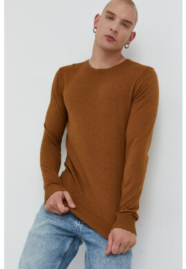 Jack & Jones Пуловер мъжки в кафяво от лека материя - Pepit.bg