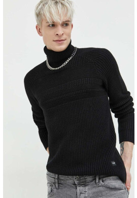 Jack & Jones Пуловер мъжки в черно с поло - Pepit.bg