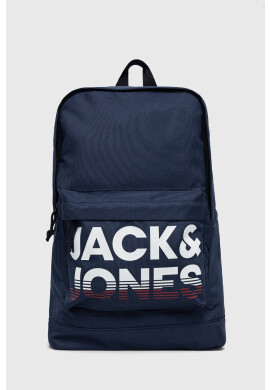 Jack & Jones Раница мъжка в тъмносиньо голям размер с принт - Pepit.bg