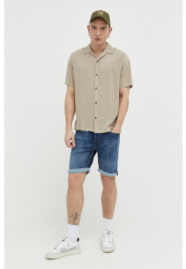 Jack & Jones Риза JJEJEFF мъжка в бежово със свободна кройка - Pepit.bg