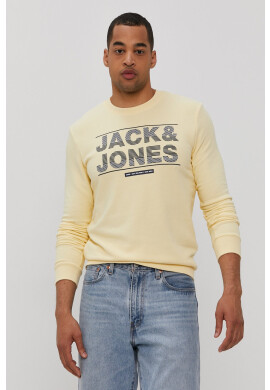 Jack & Jones Суичър мъжки в жълто с принт - Pepit.bg