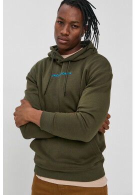Jack & Jones Суичър мъжки в зелено с принт - Pepit.bg