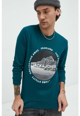 Jack & Jones Суичър в зелено с принт - Pepit.bg