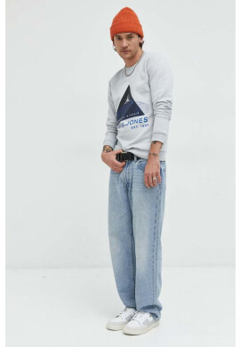 Jack & Jones Суичър в сиво с принт - Pepit.bg