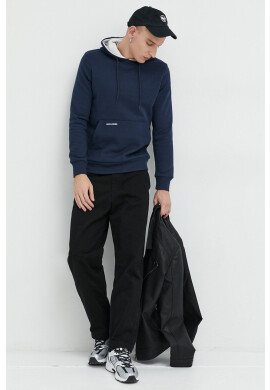 Jack & Jones Суичър в тъмносиньо с качулка с изчистен дизайн - Pepit.bg