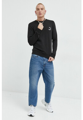 Jack & Jones Суичър JCOBLUR PANEL SWEAT CREW NECK FST в черно с принт 12225433 - Pepit.bg