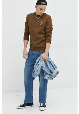 Jack & Jones Суичър JCOBLUR PANEL SWEAT CREW NECK FST в зелено с принт 12225433 - Pepit.bg