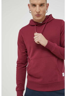 Jack & Jones Суичър JJEBASIC в бордо с качулка с изчистен дизайн - Pepit.bg