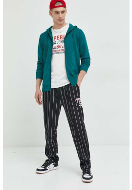 Jack & Jones Суичър JJEBASIC в зелено с качулка с изчистен дизайн 12181901 - Pepit.bg