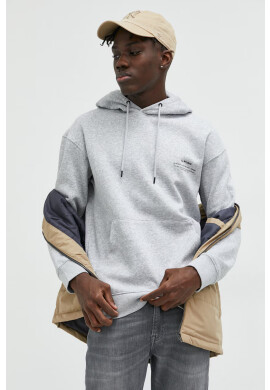 Jack & Jones Суичър JJEFELIX в сиво с качулка с принт 12226495 - Pepit.bg