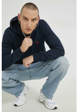 Jack & Jones Суичър JJEJOE в тъмносиньо с качулка с принт 12223229 - Pepit.bg