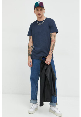 Jack & Jones Тениска JJEORGANIC в тъмносиньо с изчистен дизайн 12222887 - Pepit.bg