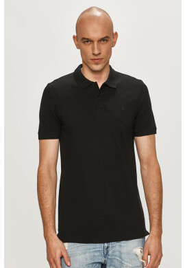 Jack & Jones Тениска с яка в черно - Pepit.bg