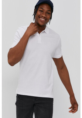 Jack & Jones Тениска с яка мъжка в бяло с изчистен дизайн - Pepit.bg