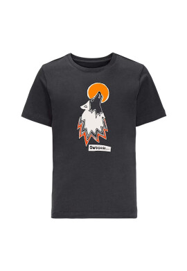 Jack Wolfskin Детска памучна тениска WOLF & VAN T B в черно с принт - Pepit.bg