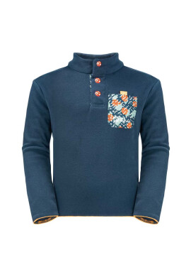 Jack Wolfskin Детски суичър VILLI BUTTON FLEECE K в тъмносиньо с апликация - Pepit.bg