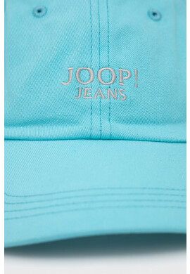 Joop! Памучна шапка с козирка в тюркоазено с изчистен дизайн - Pepit.bg