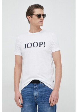 Joop! Памучна тениска в бяло с принт - Pepit.bg