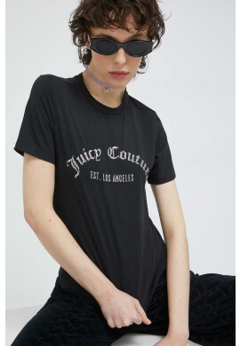 Juicy Couture Памучна тениска в черно - Pepit.bg