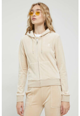 Juicy Couture Суичър Robertson в бежово с качулка с изчистен дизайн - Pepit.bg