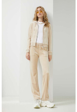 Juicy Couture Суичър Robertson в бежово с качулка с изчистен дизайн - Pepit.bg