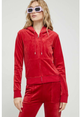 Juicy Couture Суичър Robertson в червено с качулка с изчистен дизайн - Pepit.bg