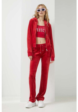 Juicy Couture Суичър Robertson в червено с качулка с изчистен дизайн - Pepit.bg