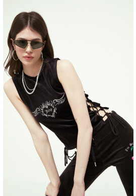 Juicy Couture Топ Alexis дамски в черно - Pepit.bg
