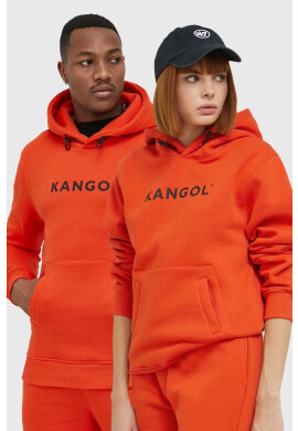 Kangol Суичър унисекс в оранжево с качулка с принт - Pepit.bg