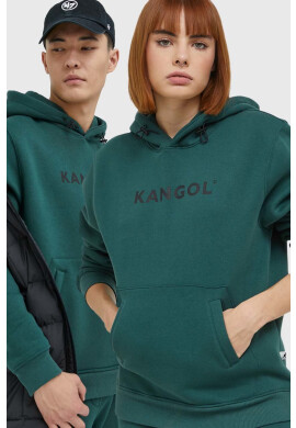 Kangol Суичър унисекс в зелено с качулка с принт - Pepit.bg