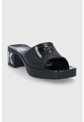Karl Lagerfeld Чехли Jelly Blok Heel дамски в черно с висок ток KL83001 - Pepit.bg