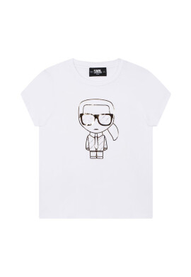 Karl Lagerfeld Детска памучна тениска в бяло - Pepit.bg