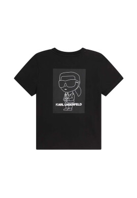 Karl Lagerfeld Детска памучна тениска в черно с принт - Pepit.bg
