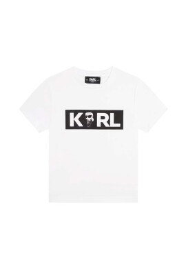 Karl Lagerfeld Детска памучна тениска в бяло с принт - Pepit.bg