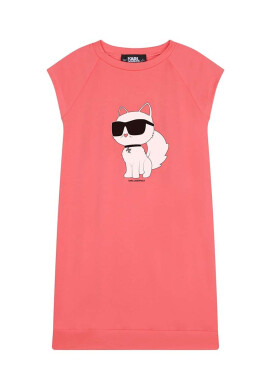 Karl Lagerfeld Детска рокля в оранжево къс модел със стандартна кройка - Pepit.bg
