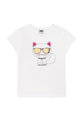 Karl Lagerfeld Детска тениска в бяло - Pepit.bg