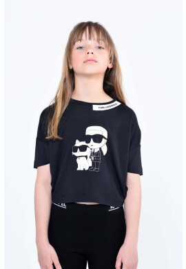 Karl Lagerfeld Детска тениска в черно - Pepit.bg