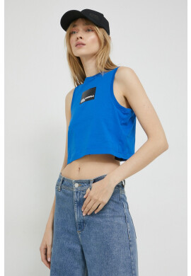 Karl Lagerfeld Jeans Памучен топ в бяло - Pepit.bg