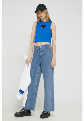 Karl Lagerfeld Jeans Памучен топ в бяло - Pepit.bg