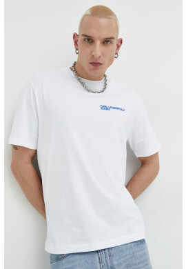 Karl Lagerfeld Jeans Памучна тениска в бяло - Pepit.bg