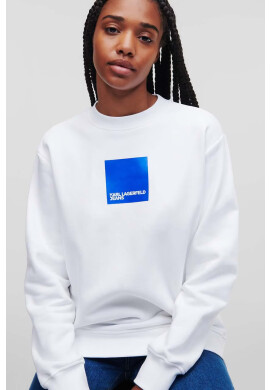 Karl Lagerfeld Jeans Суичър в бяло с принт - Pepit.bg