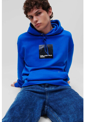 Karl Lagerfeld Jeans Суичър в синьо с качулка с принт - Pepit.bg