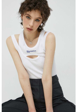 Karl Lagerfeld Jeans Топ дамски в бяло - Pepit.bg