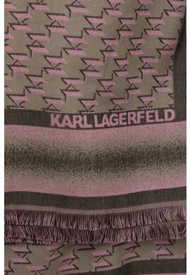 Karl Lagerfeld Копринен шал в сиво с десен - Pepit.bg