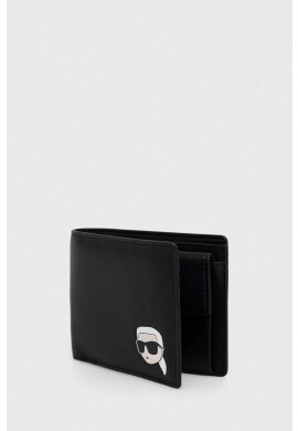 Karl Lagerfeld Кожен портфейл мъжки в черно - Pepit.bg