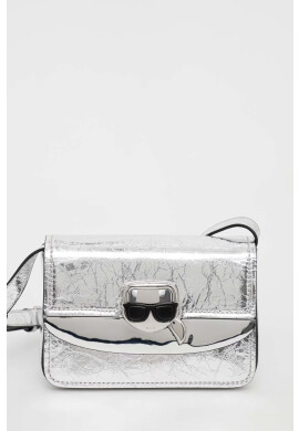 Karl Lagerfeld Кожена чанта в сребристо - Pepit.bg