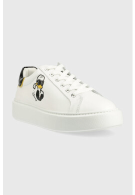 Karl Lagerfeld Кожени маратонки x Disney в бяло KL96223D - Pepit.bg
